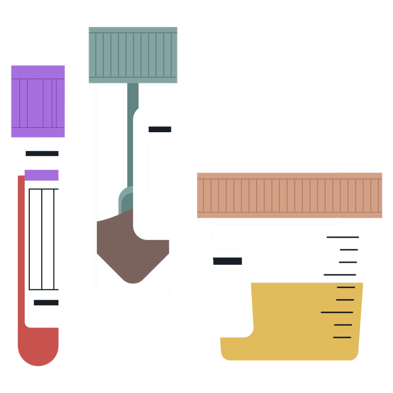 Abstract illustration featuring various geometric shapes and colors, including pink, purple, blue, gray, brown, and black.