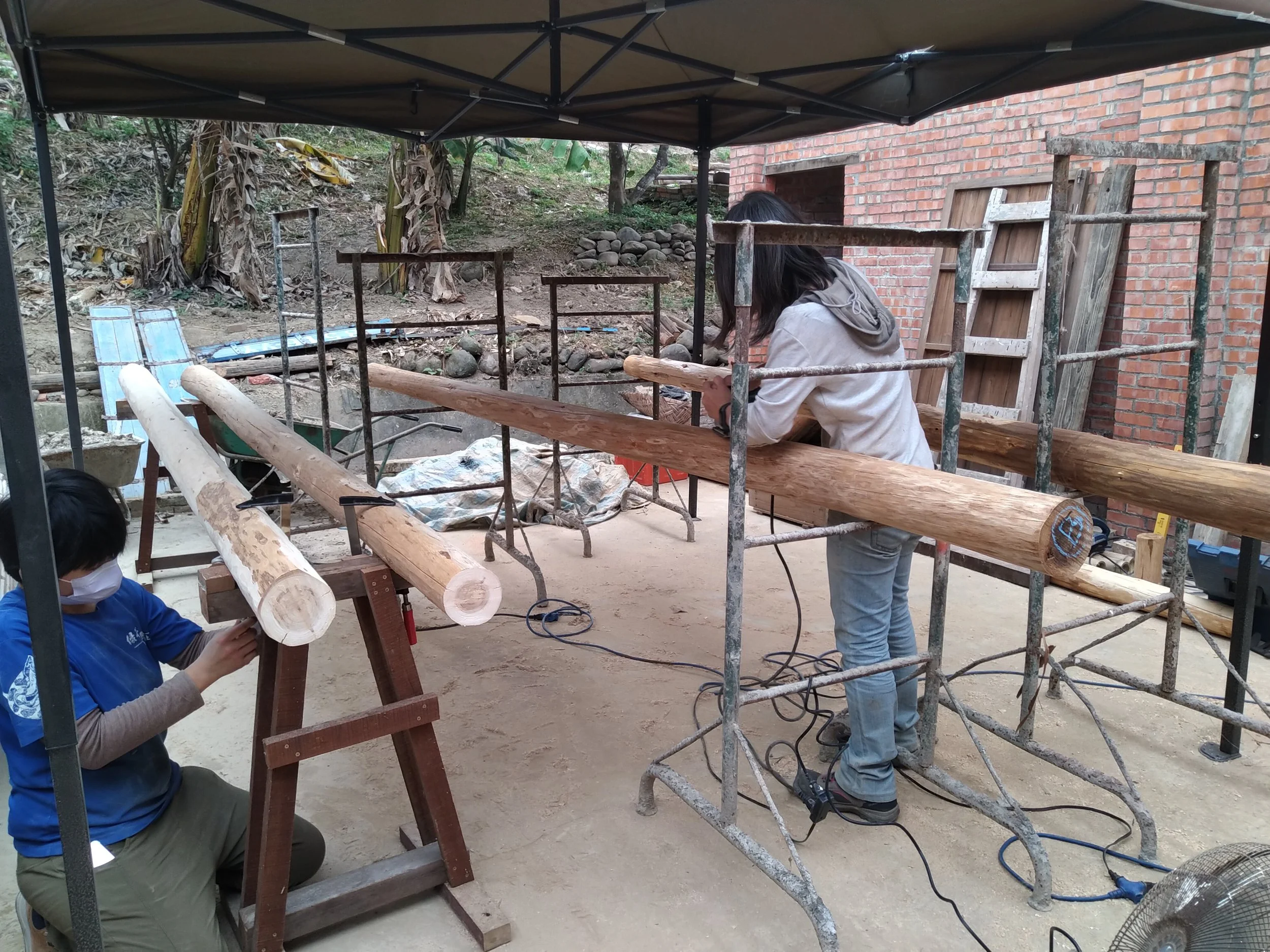  Crafting wooden beams from local fir