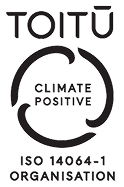 U.S. Climate Positive certification logo with circular arrows and the text 'LPP 14004.1 ORGANIC'.