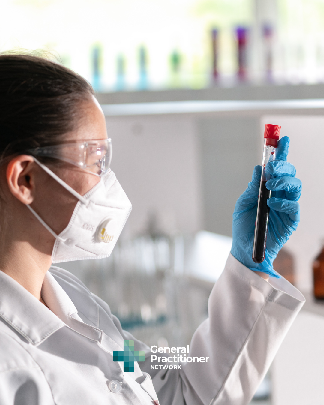 Blood tests pathology masked woman