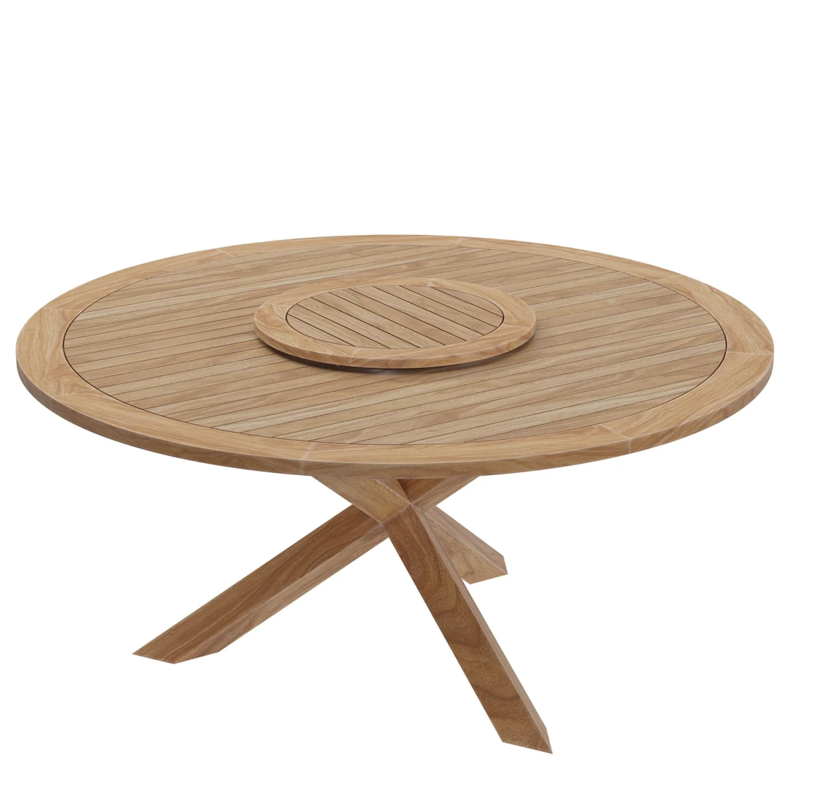 63" Round Outdoor Dining Table in Natural Teak