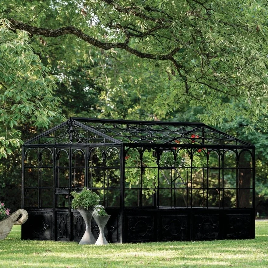 Victorian‑Style English Metal Greenhouse | Black Finish | **Build Time 24 Weeks**