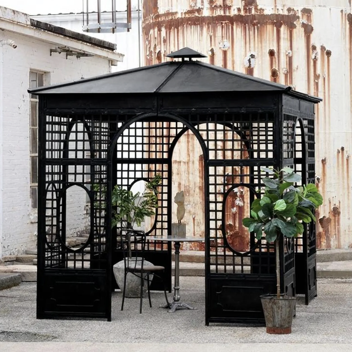 Victorian Style Cast Iron Garden Gazebo Kit - Black Finish | **Build Time 12 Weeks**