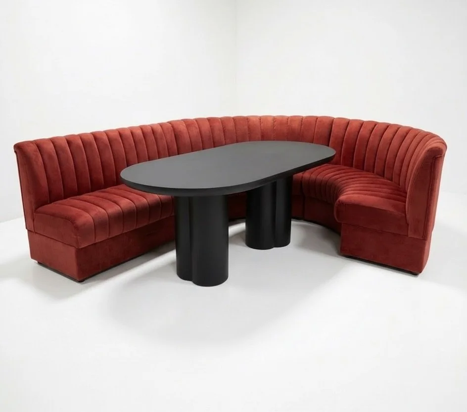 Estelle Modular With Oval Table, Red Velvet, Black Concrete