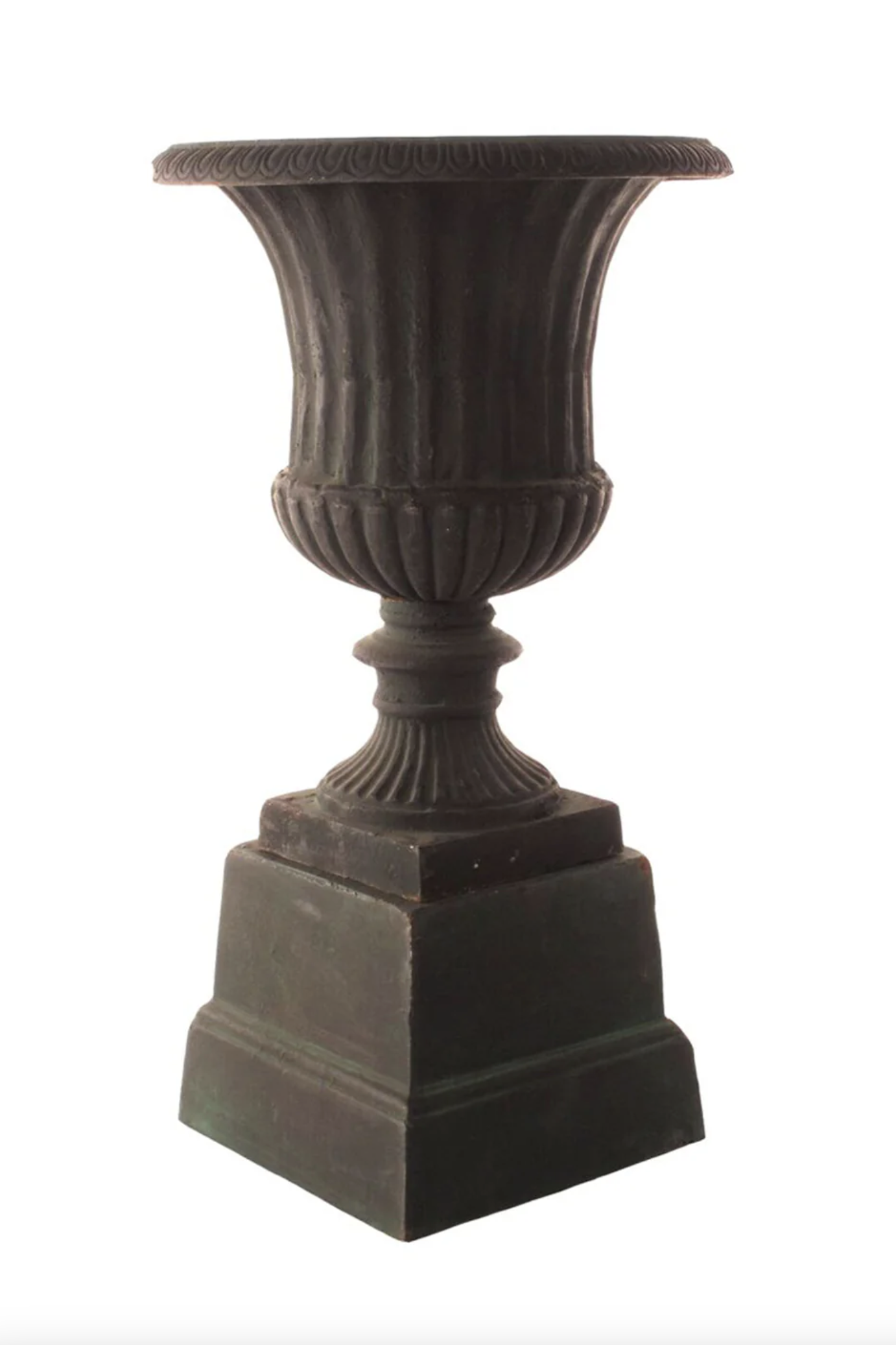 Fluted Urn with Pedestal, Green, Extra Large