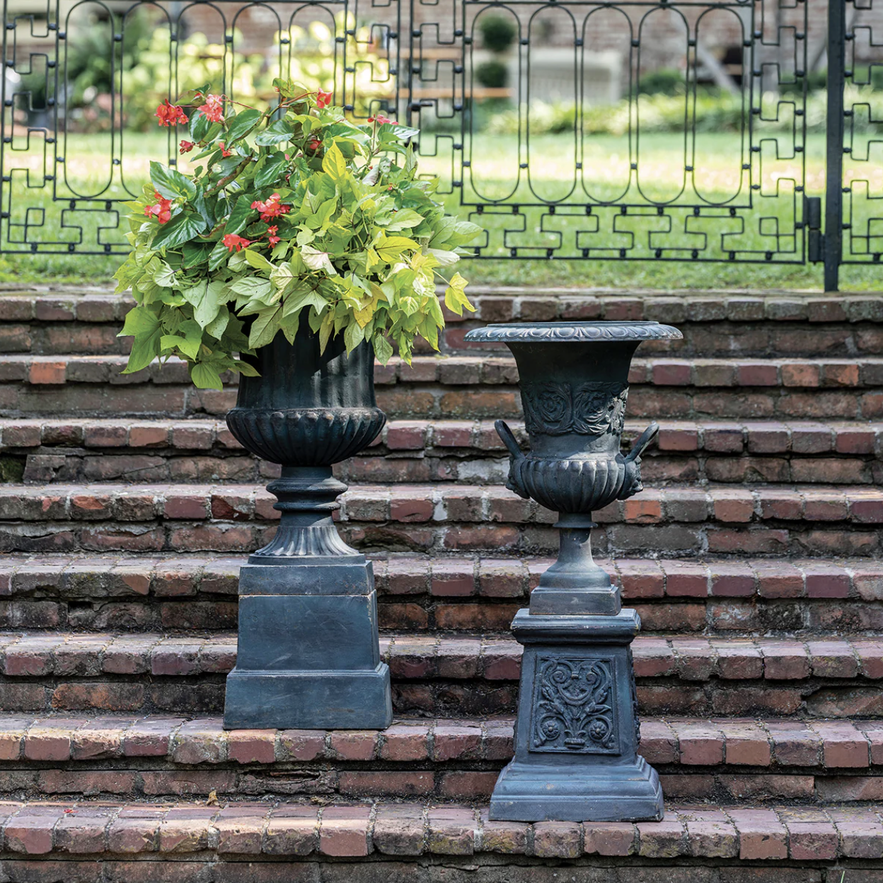 Handled Urn with Pedestal, Green