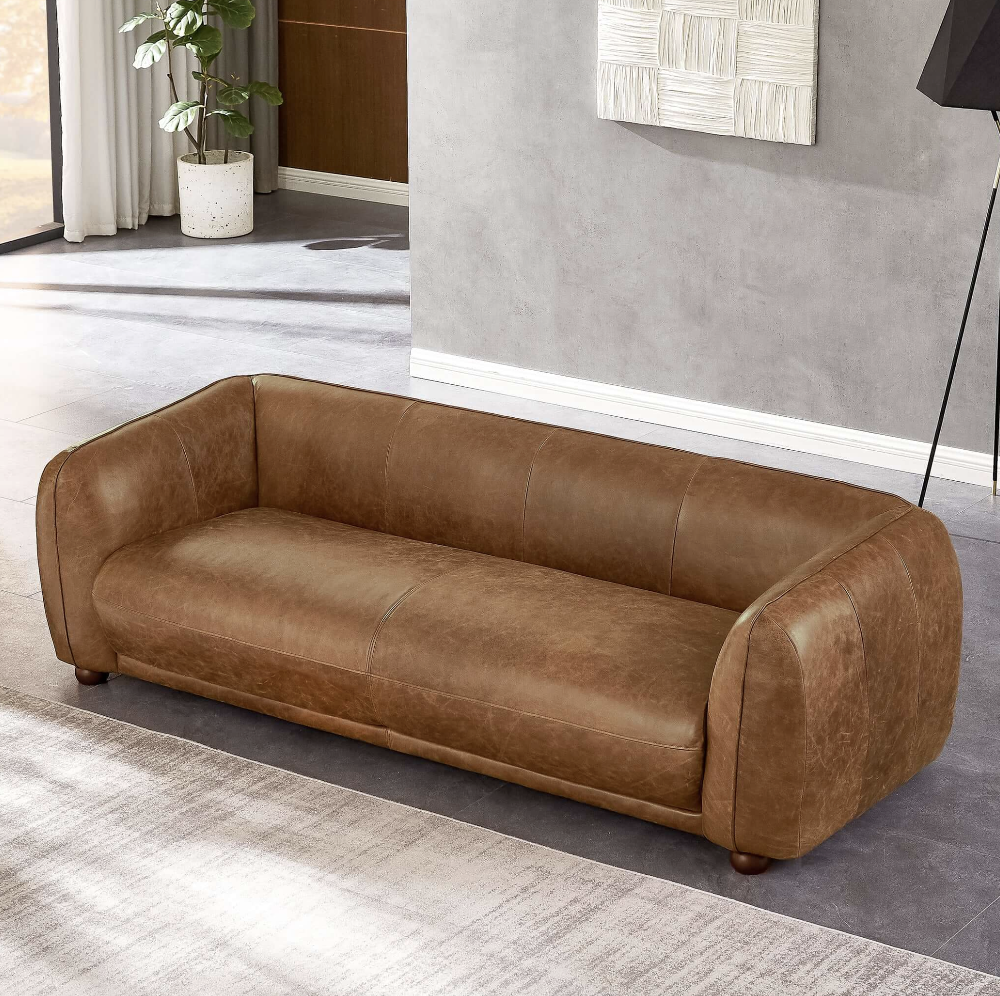 Marlon Luxury Italian Leather Brown Sofa