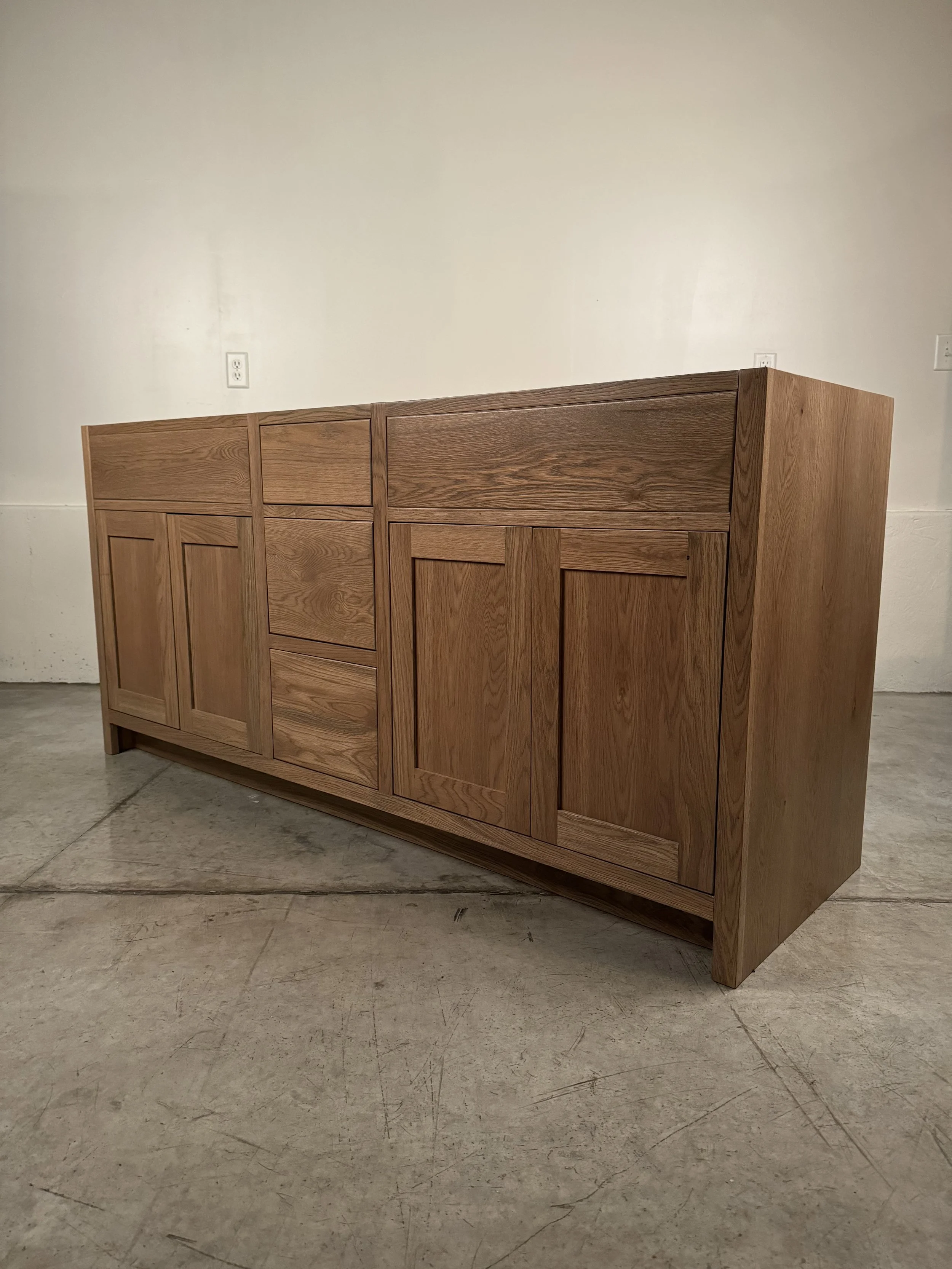 RECESSED MODERN BATHROOM VANITY | WHITE OAK