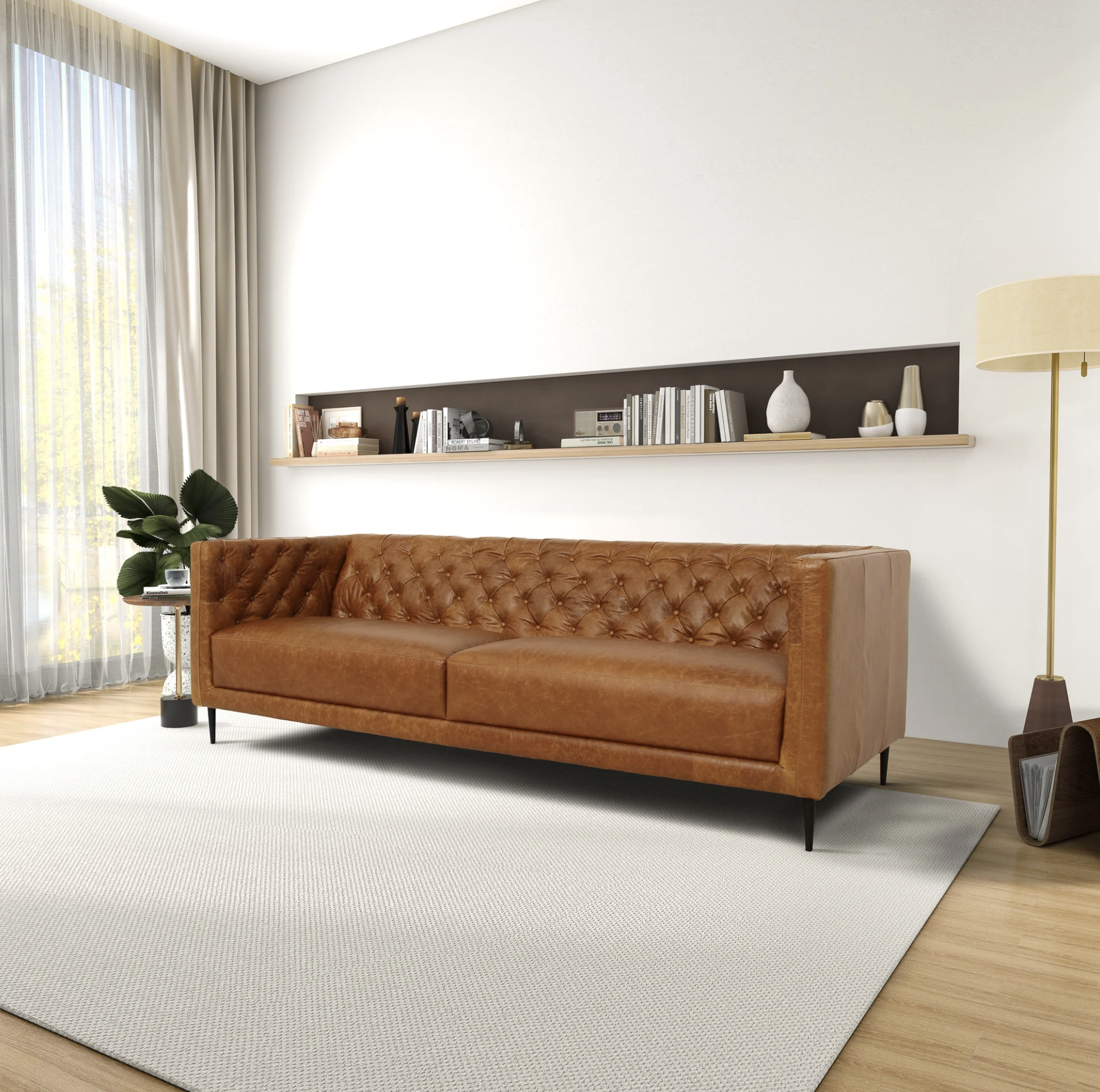 Vermont Waxy Cognac Leather Sofa