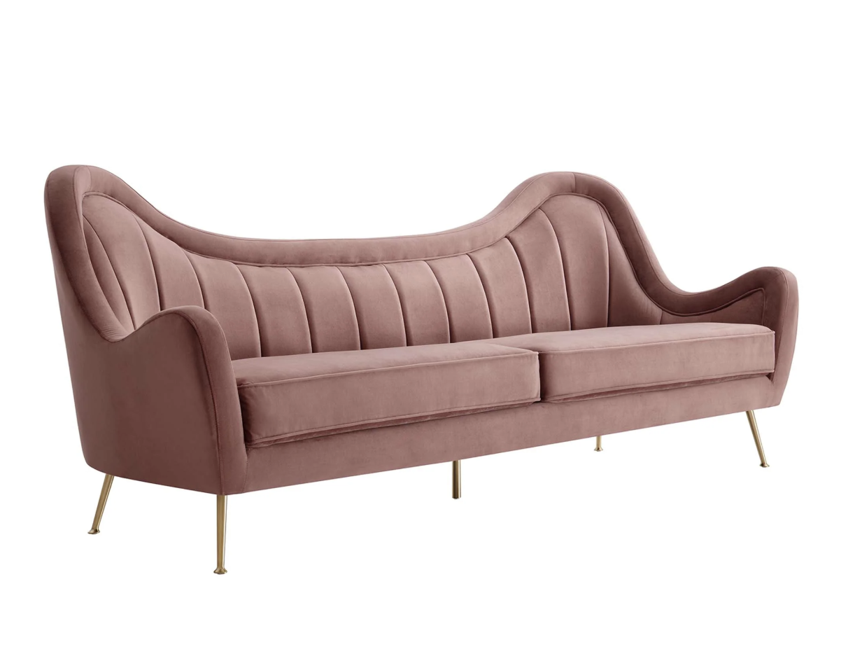 Pink  Channeled Velvet Sofa | 1 Available 