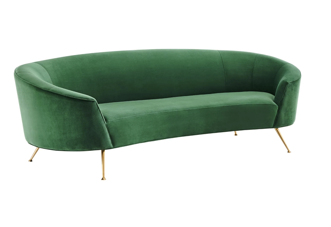 Green Velvet Upholstered Sofa | 1 Available 