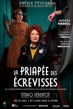 Affiche du théâtre pour la pièce "La Priapée des Écrevisses" au Studio Hébertot