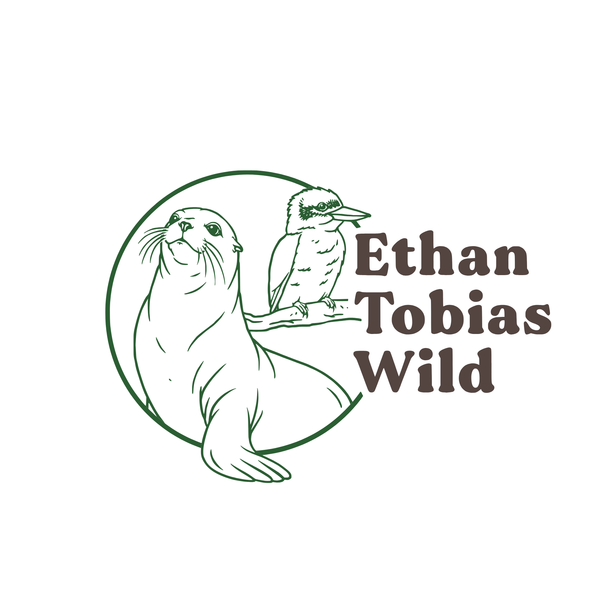 Illustration of a lion and a bird, along with the words "Ethan Toby Wild".