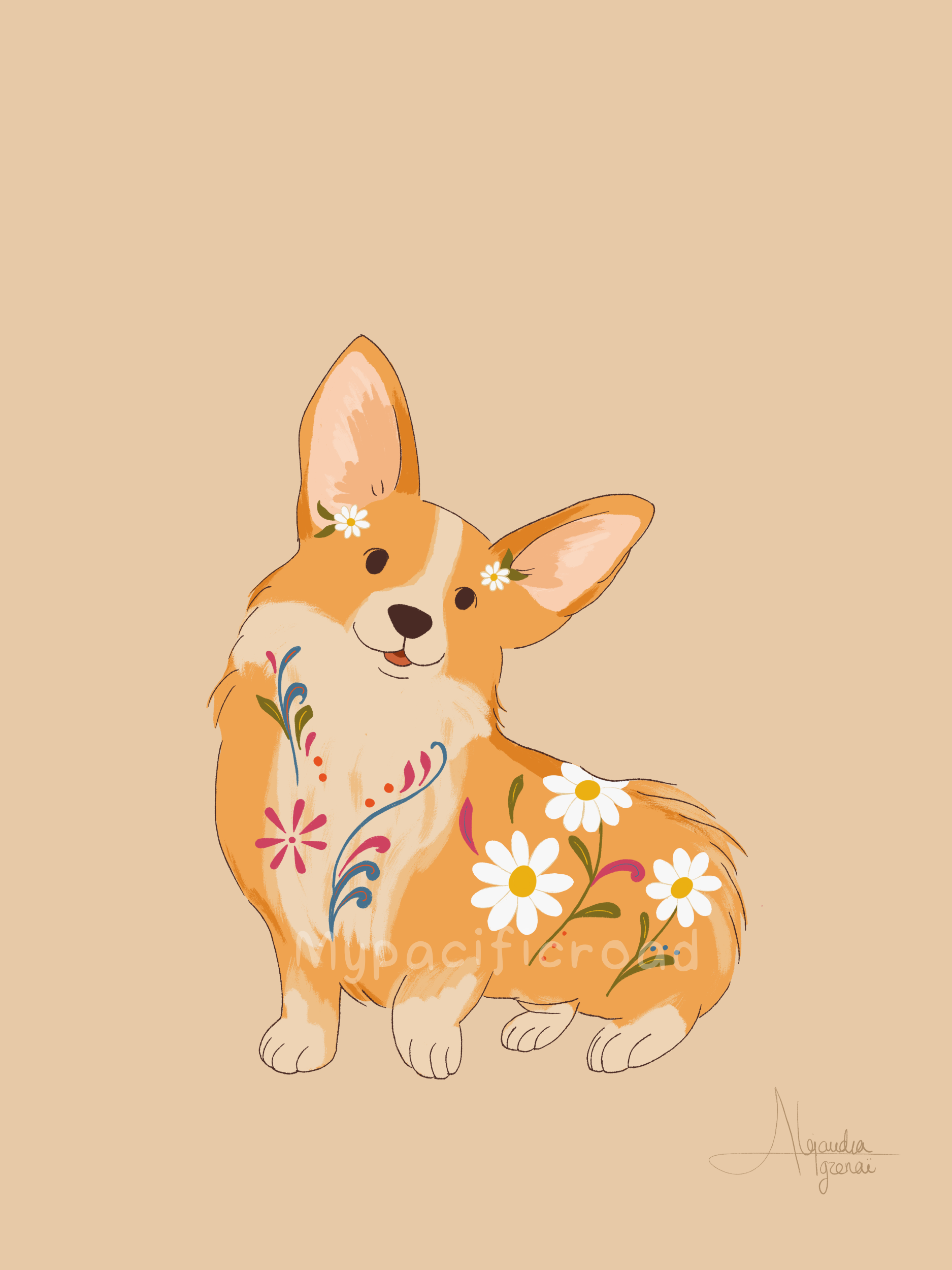 Corgi Alebrije Printable Art