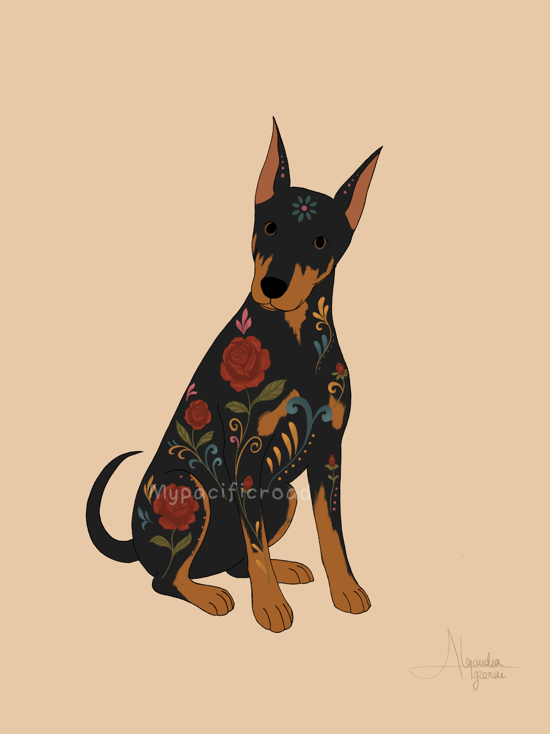 Doberman Alebrije Printable Art