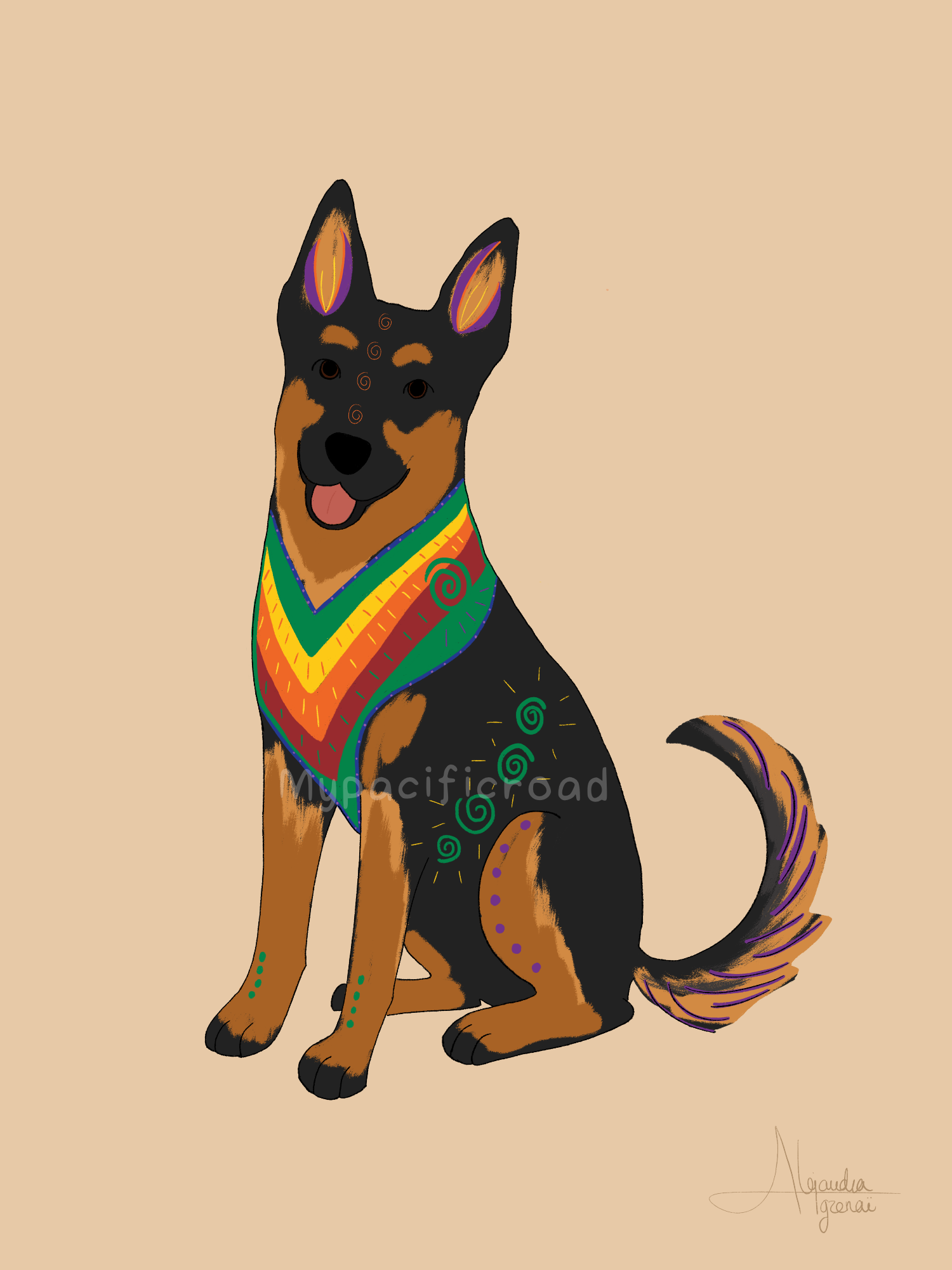 German Shepherd Alebrije Printable Art