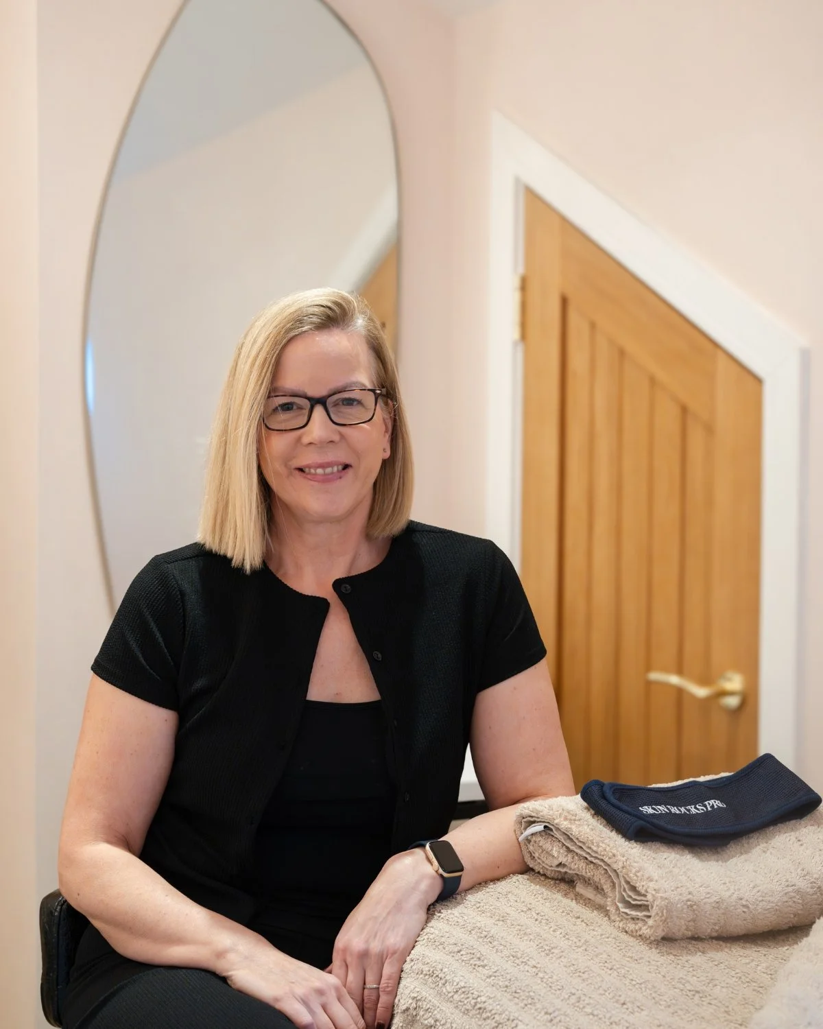 Tamasin, founder of TG Skin & Wellness, in her Chilcompton studio