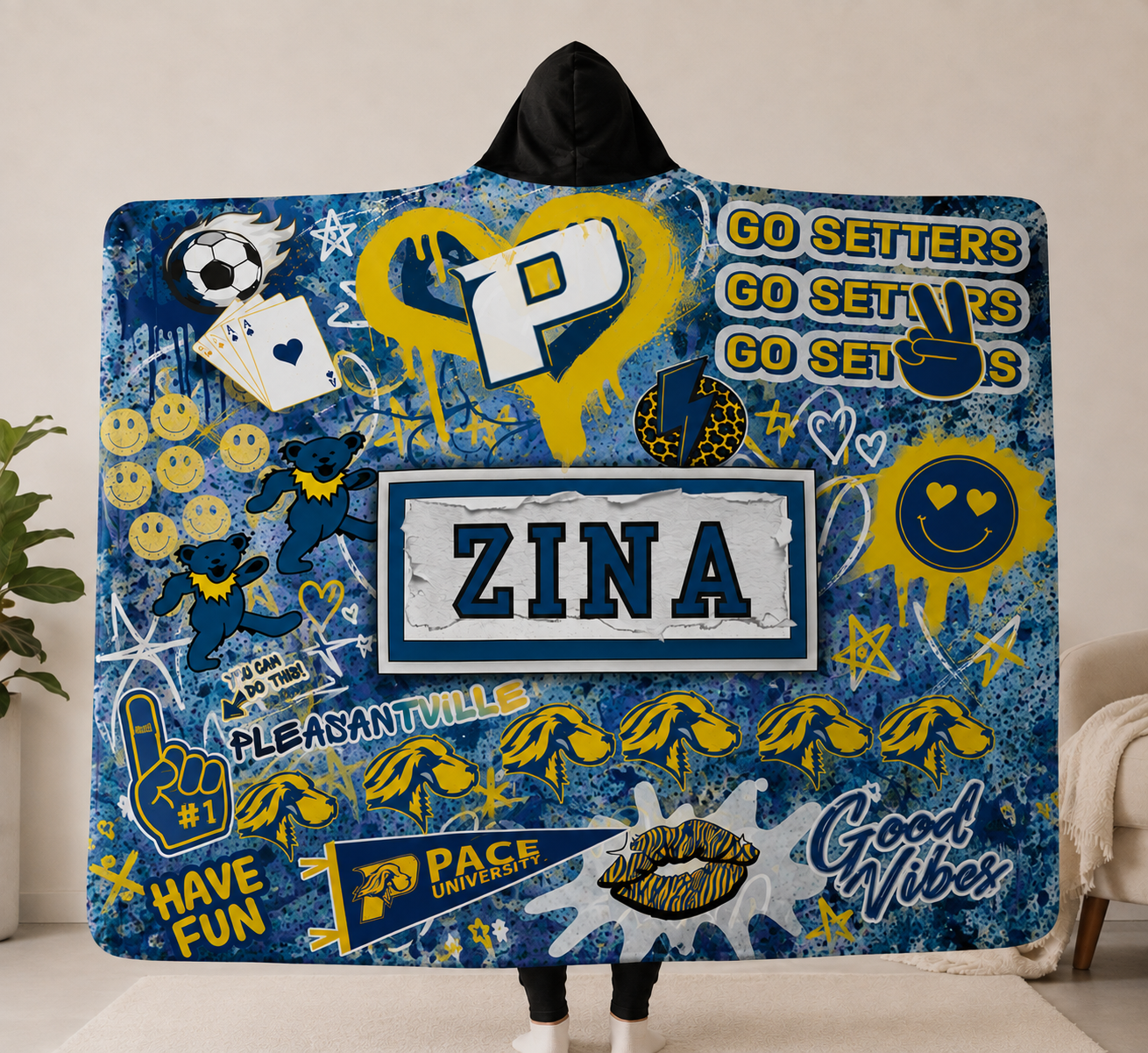 Collage Hooded Blanket