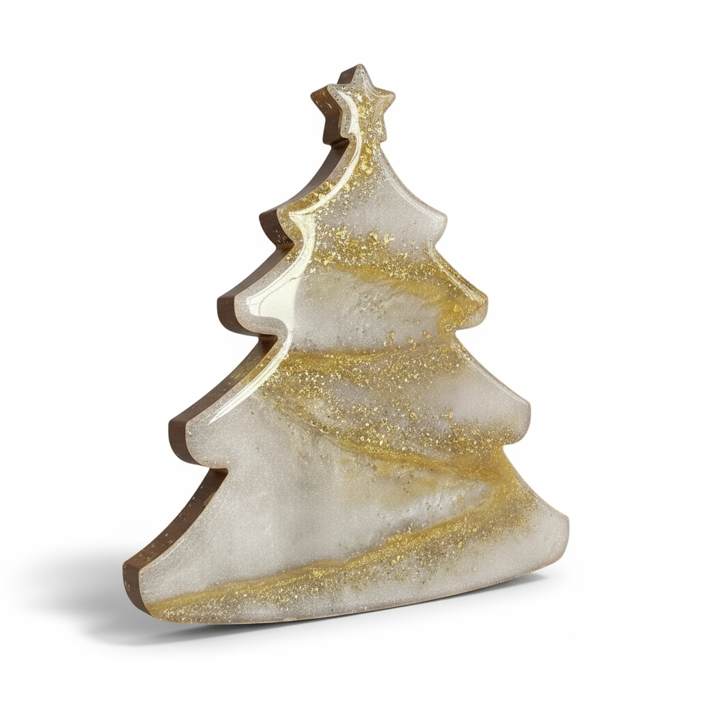 Wood + Resin Christmas Tree Tray