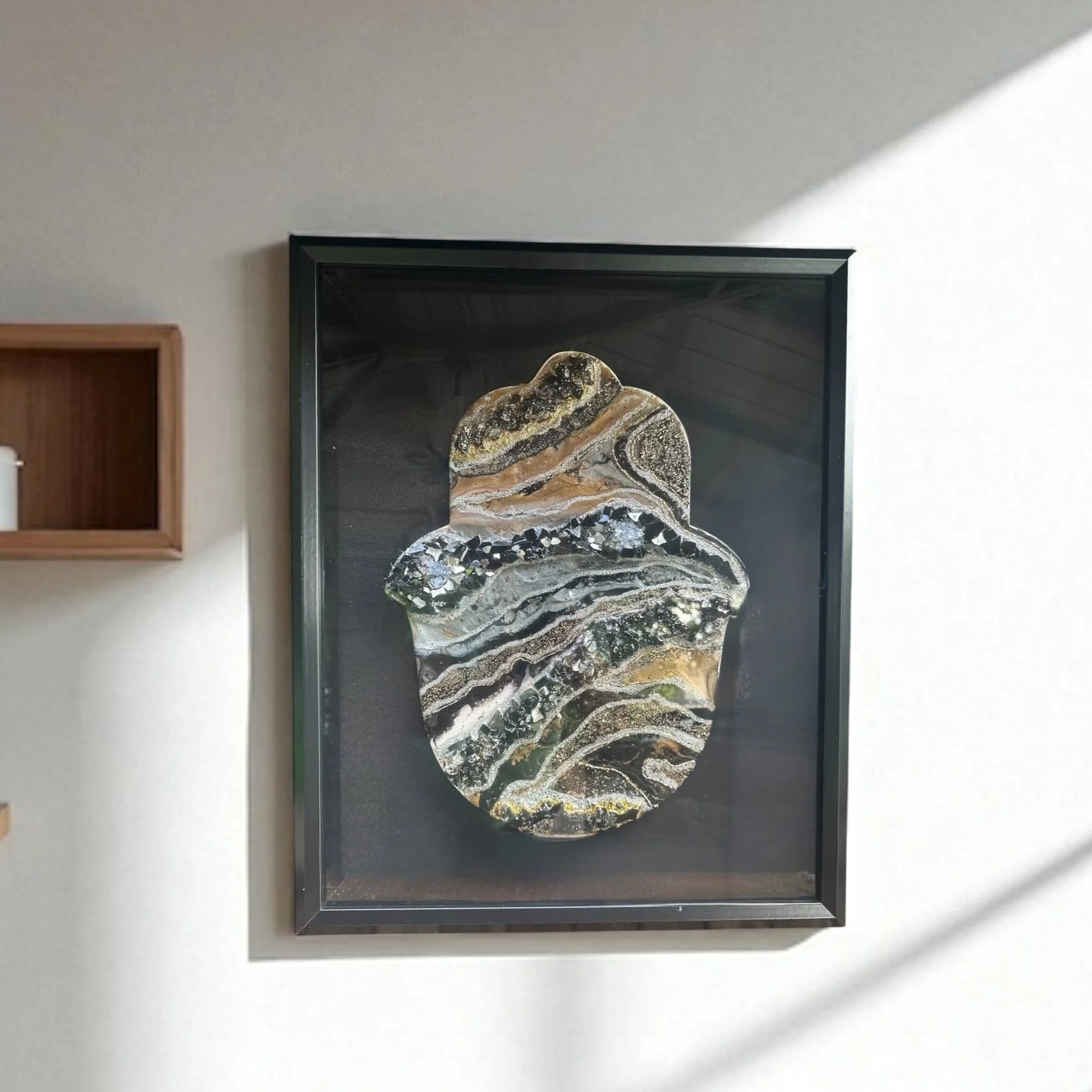 Custom Geode Style Framed Hamsa