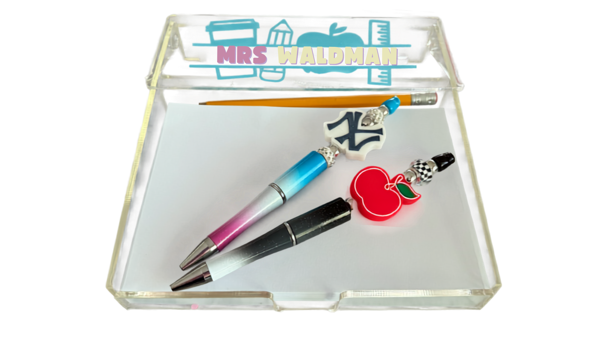Personalized Acrylic Note Holder + Custom Pens