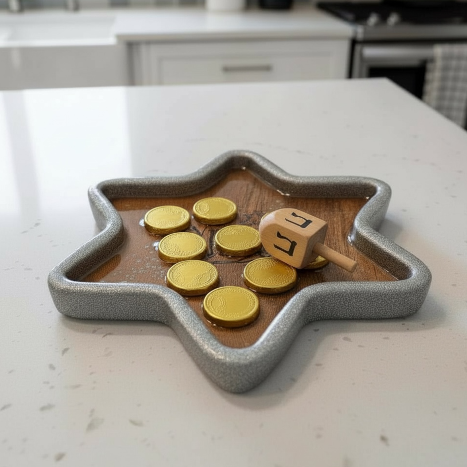 Wood + Resin Star of David Tray