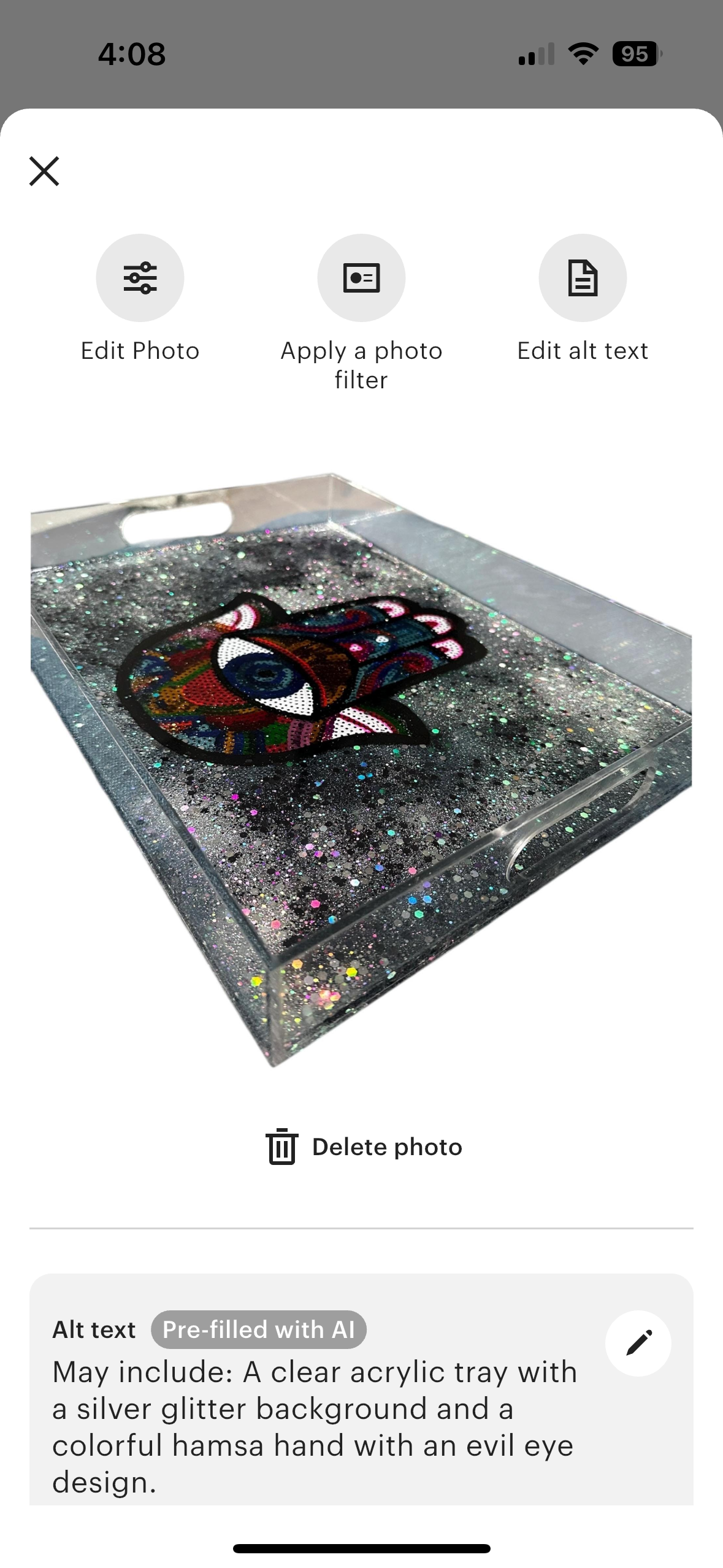 Acrylic + Resin Hamsa Tray