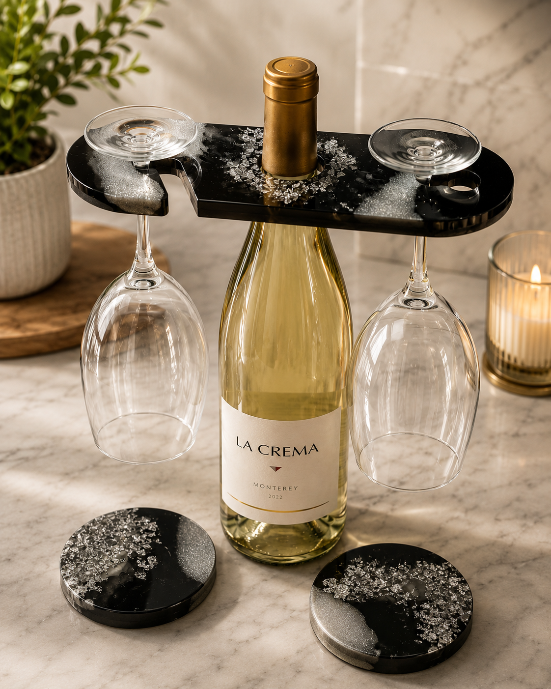 Custom Resin Wine Glass Caddy Gift Set