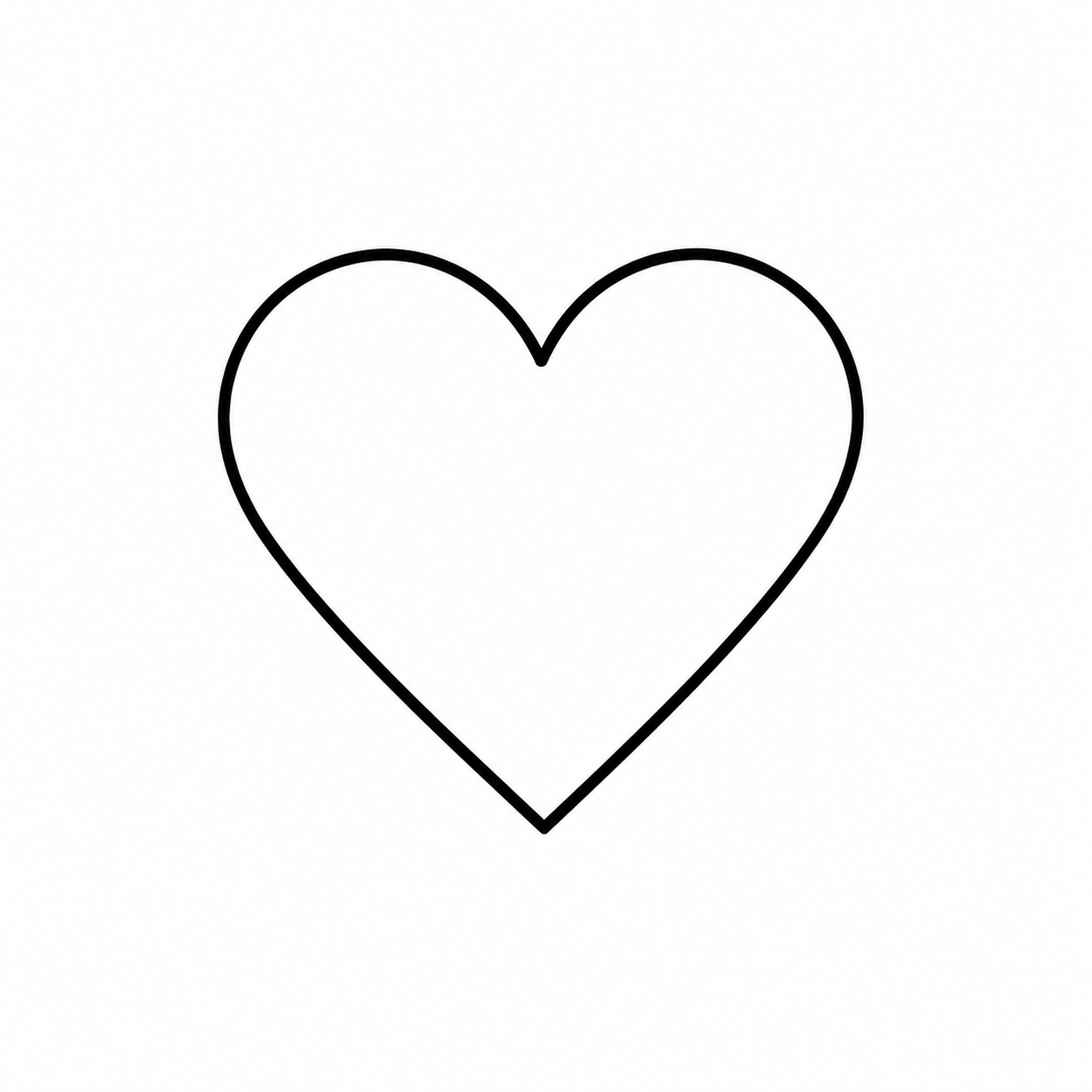 Black outline of a heart on a white background.