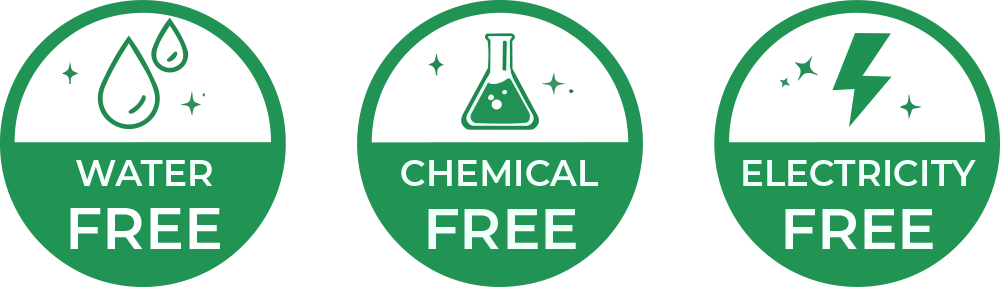 WATER FREE, CHEMICAL FREE, ELECTRICITY FREE