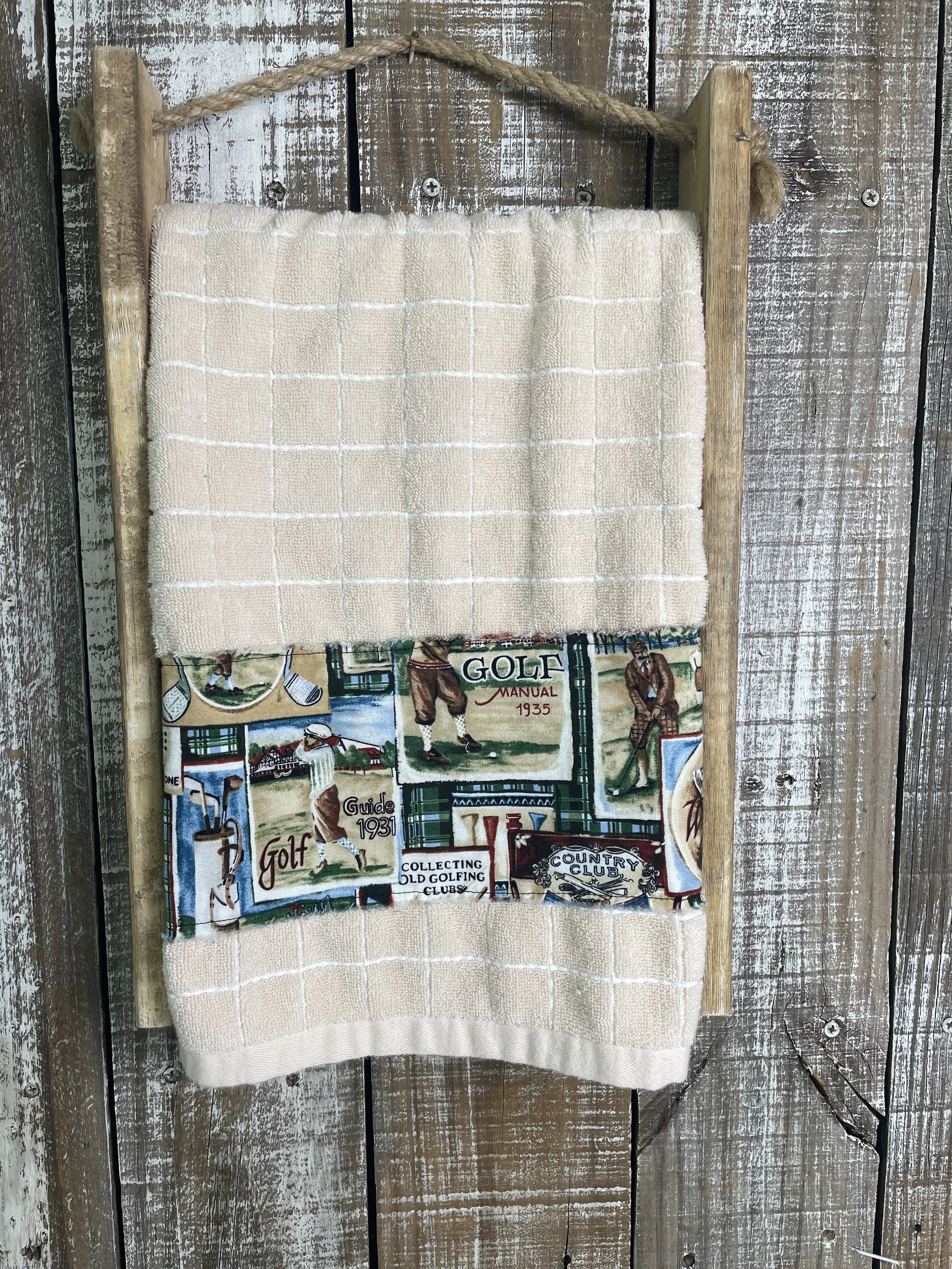Vintage Inspired Golf Fabric Kitchen Towel & Potholder Set