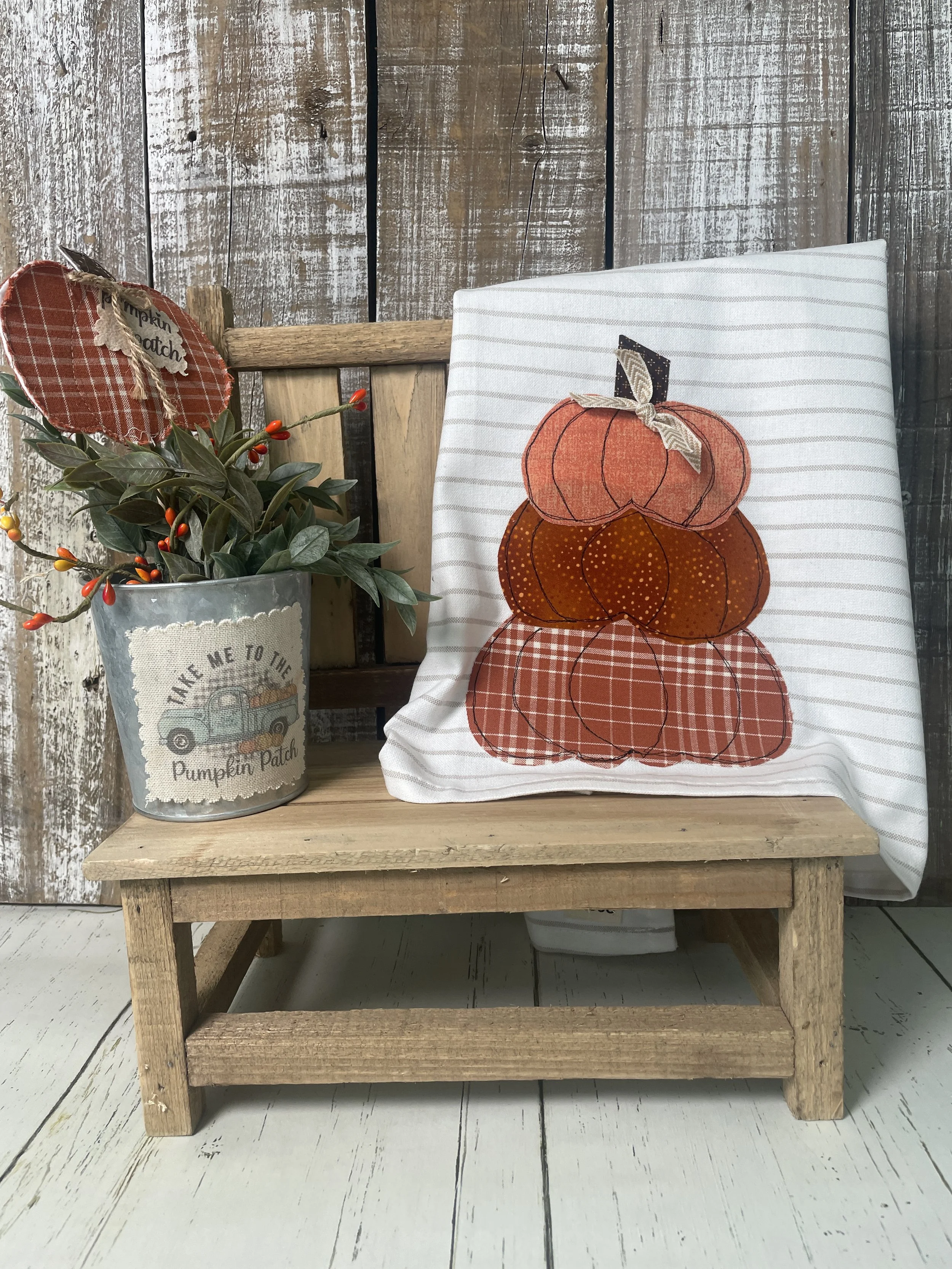 Stacked Pumpkin Patch Kitchen Towel