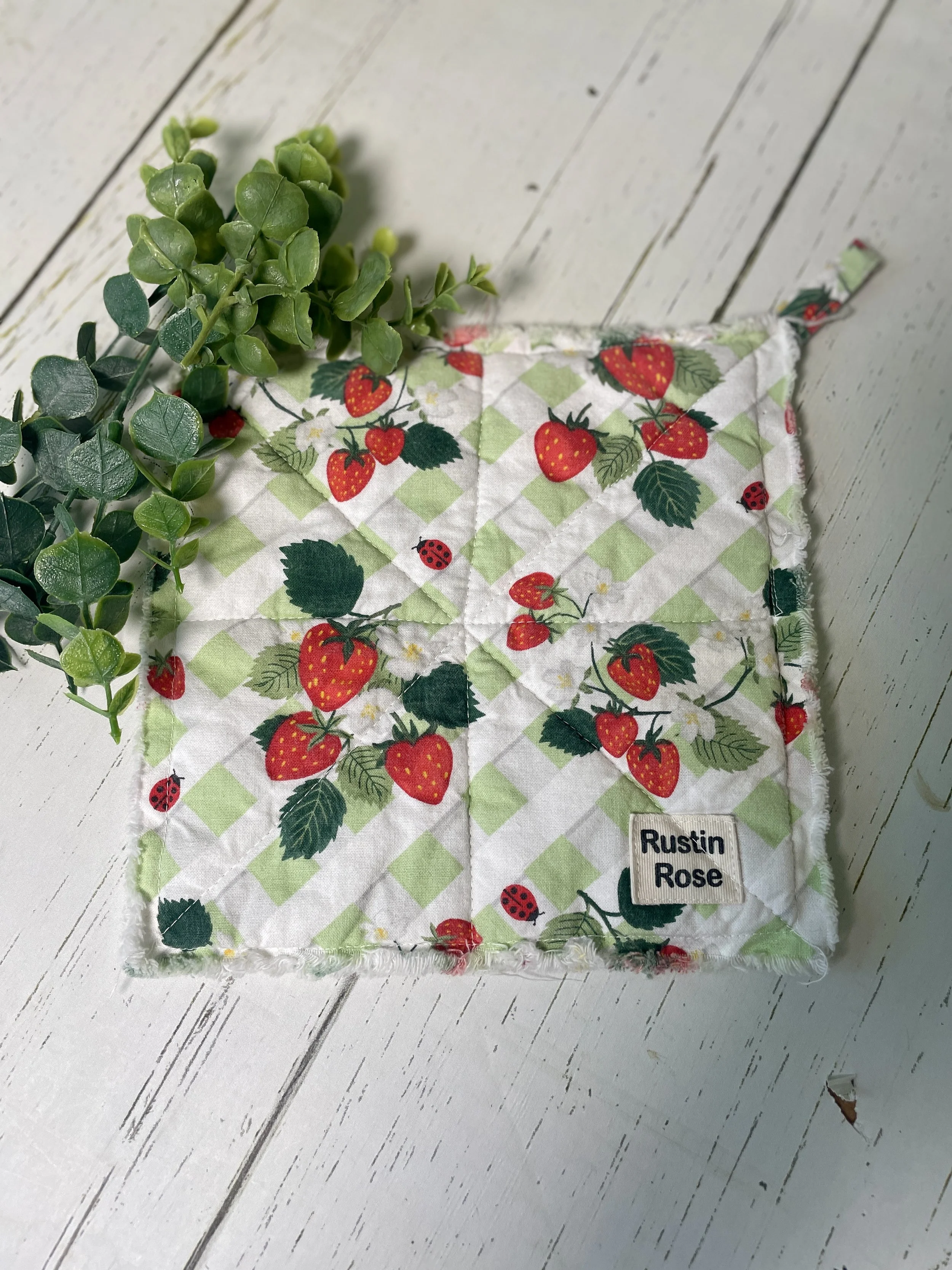 Strawberry Quilted Potholder