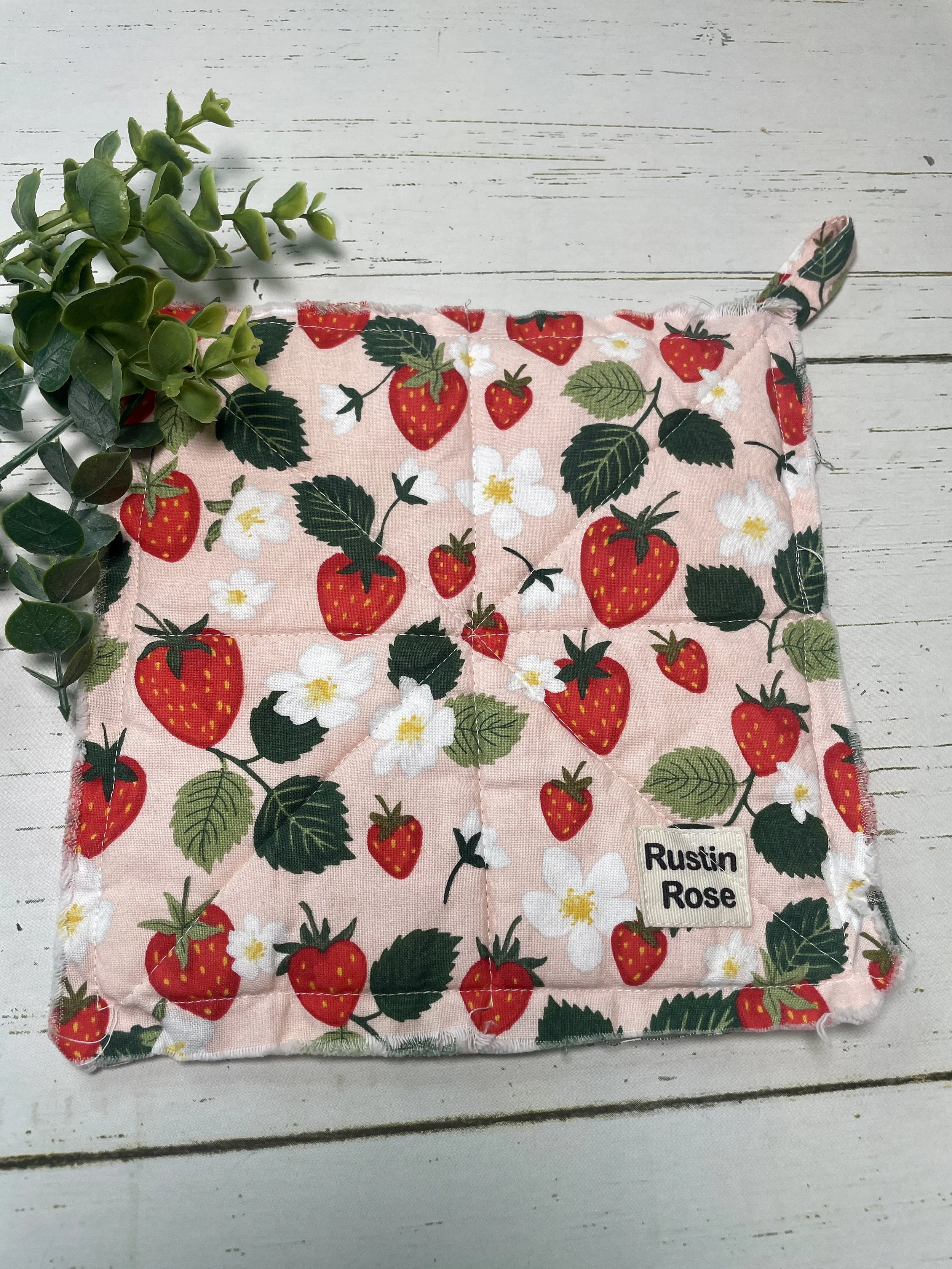 Strawberry Quilted Potholder