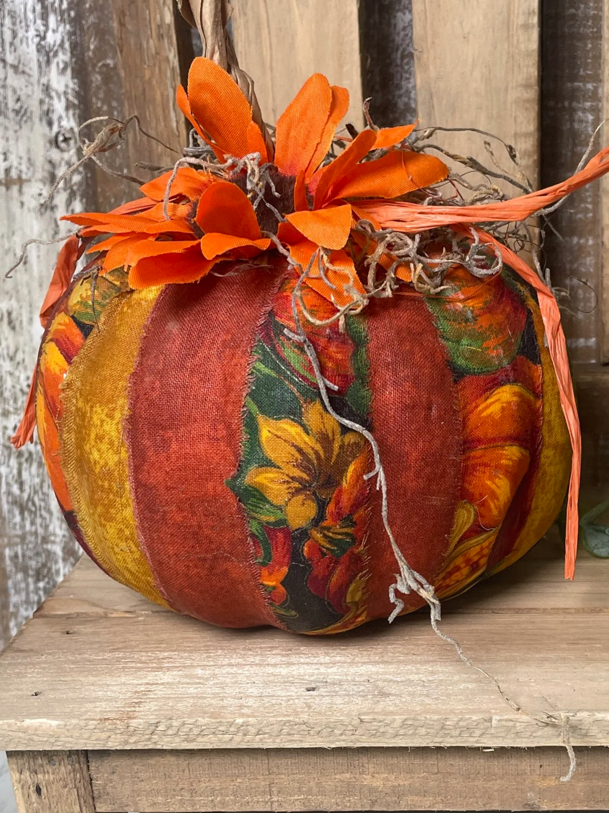 Cozy Handmade Scrappy Pumpkin Decor