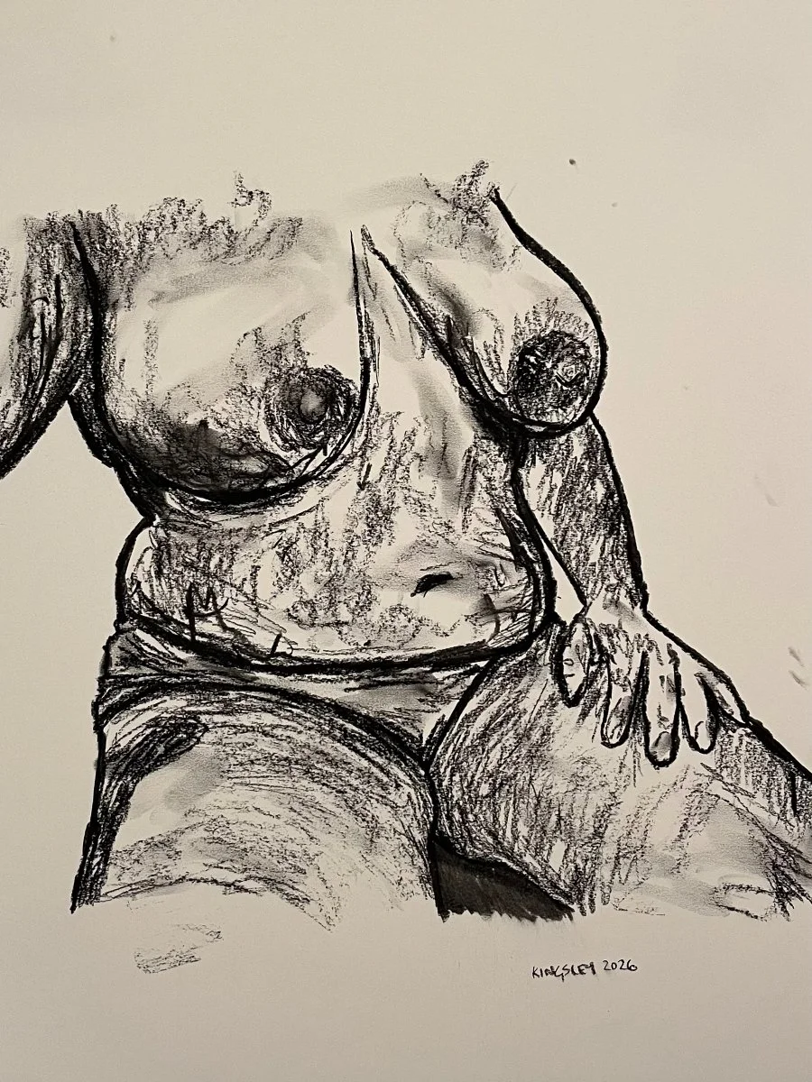 Lambda (2026). Charcoal on paper.