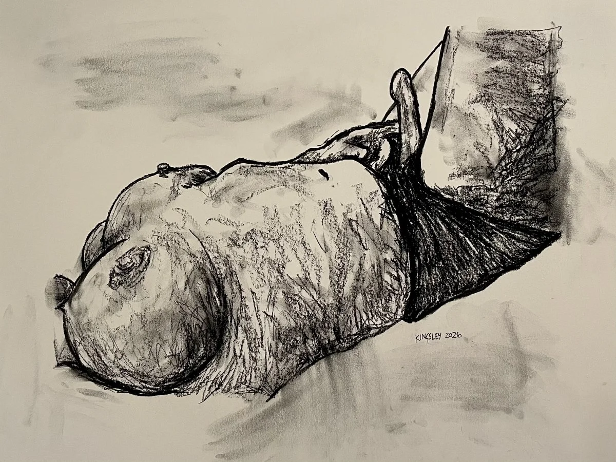 Nu (2026). Charcoal on paper.