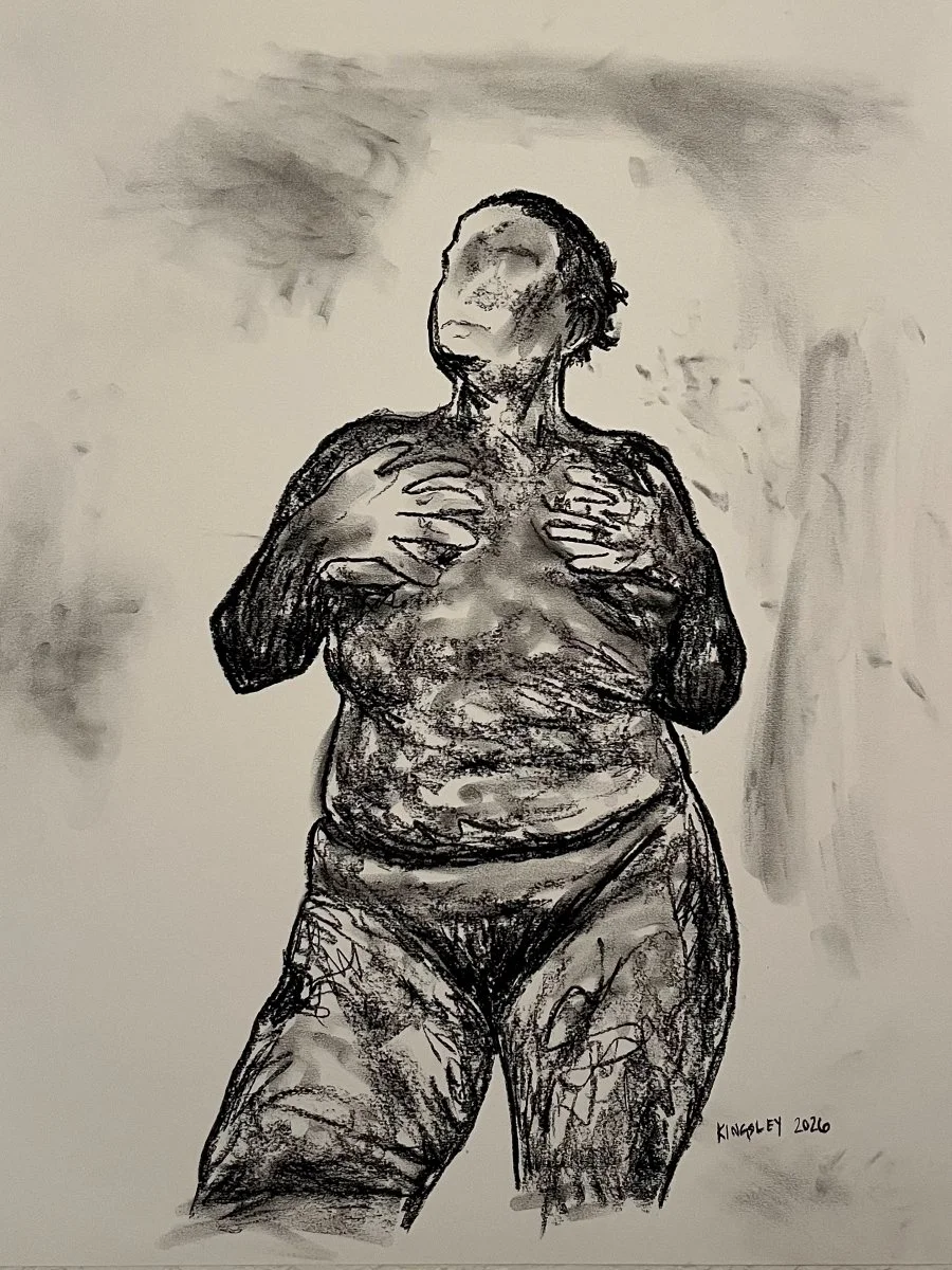 Epsilon (2026). Charcoal on paper.