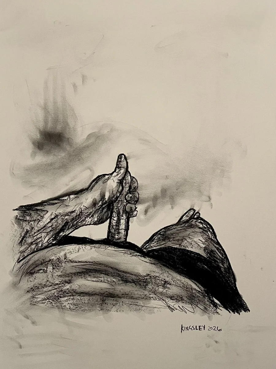 Delta (2026). Charcoal on paper.