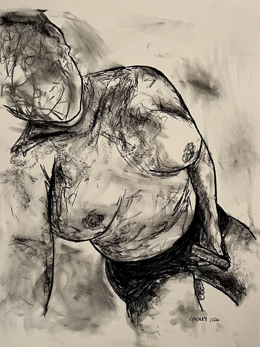 Kappa (2026). Charcoal on paper.