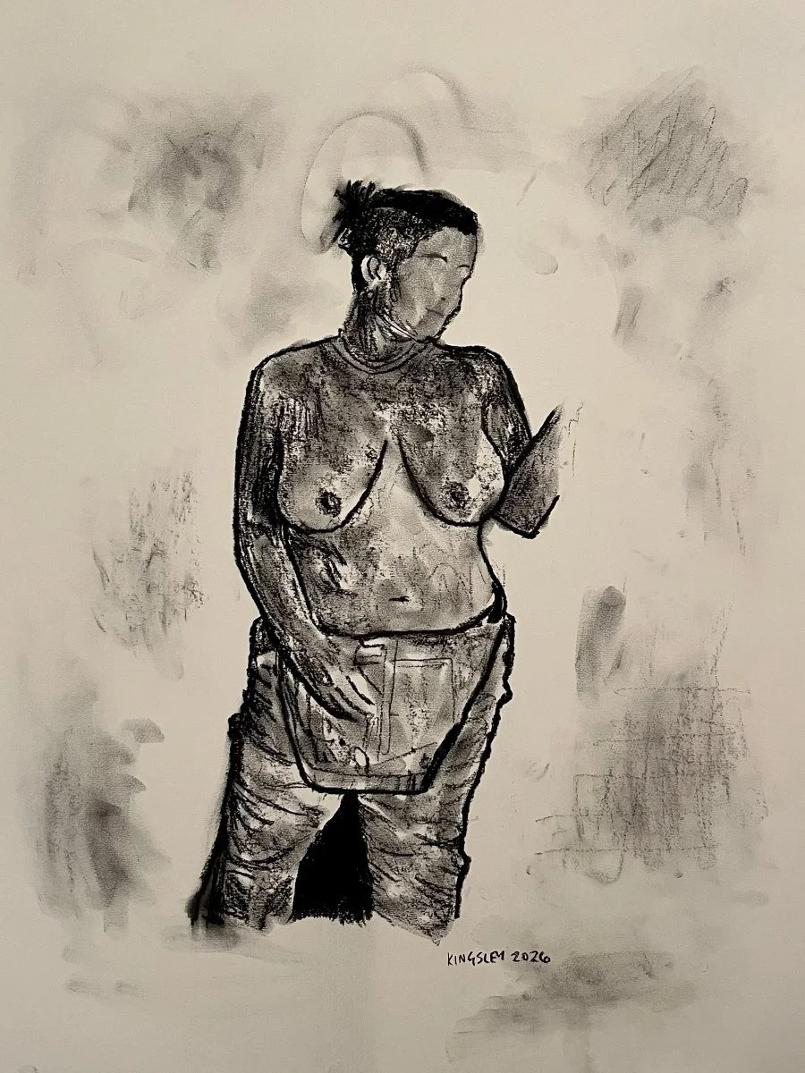 Eta (2026). Charcoal on paper.