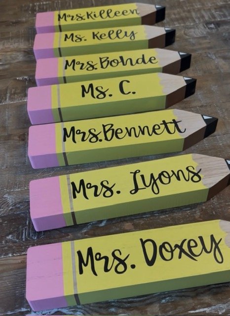 Yellow Pencil Teacher Sign
