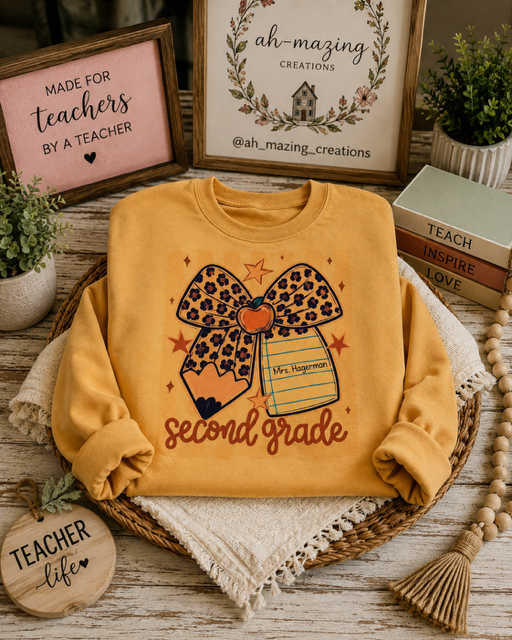Custom Teacher Tee - Cheetah Bow