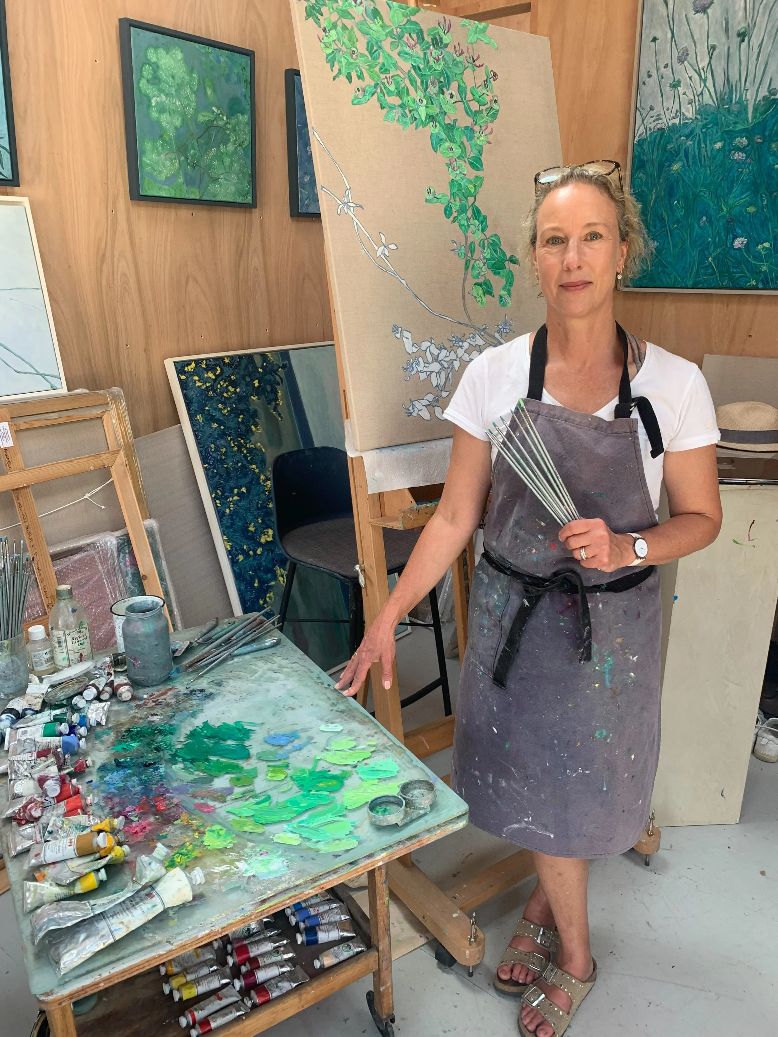 At work on a hot day! Painting towards an exhibition with 7 other artists.

ACCORD8
1-11 October 
@ 340 Kings Rd, London SW3. 

It&rsquo;s going to be an exhibition full of colour, nature &amp; beautiful forms by ceramicist @crispinkellybaylight . I 