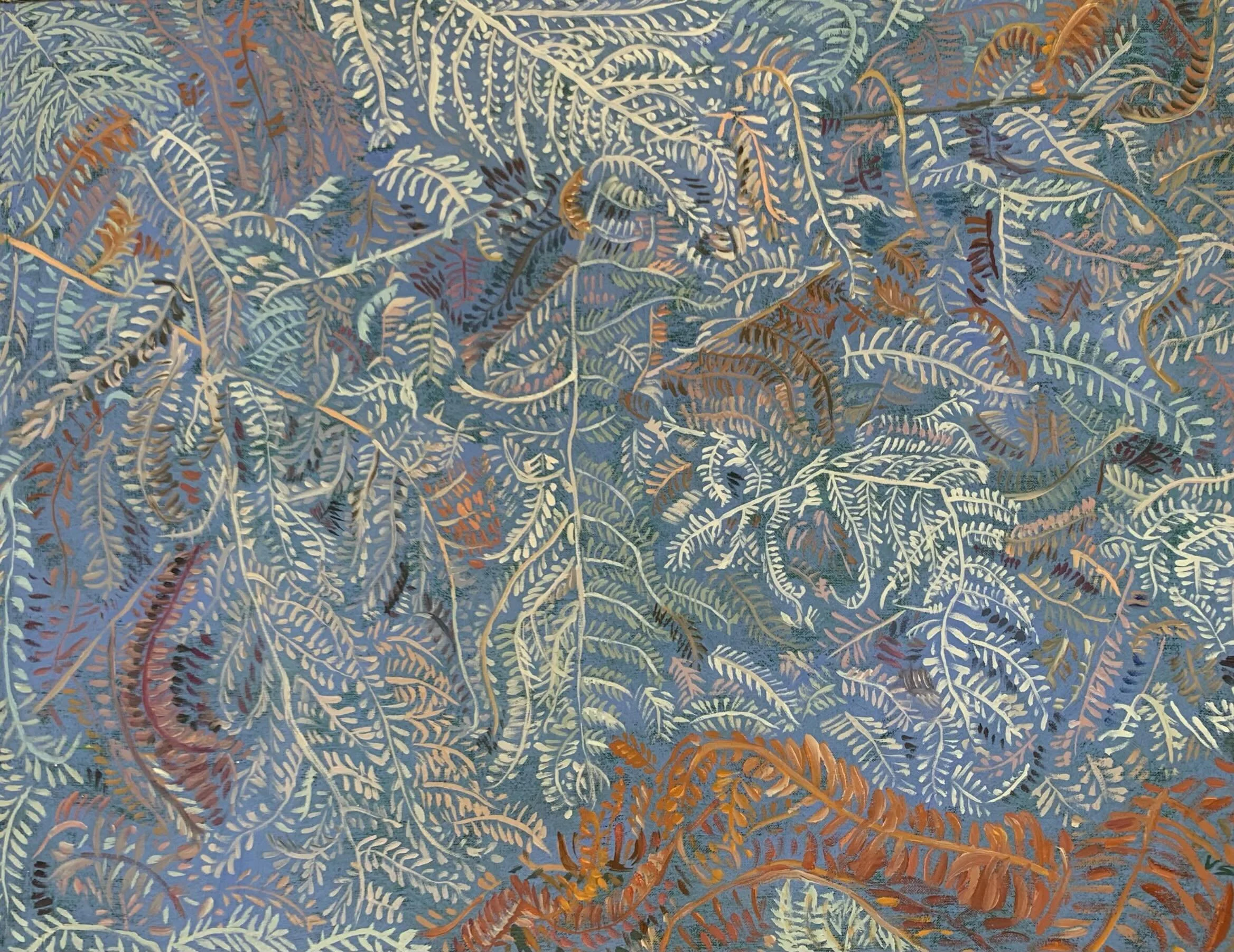 Bracken - growing HUGE and green on our heaths at this time of year.
 
Dies down to yellows, aubergines, greens &amp; golds in the Autumn. The patterns are sublime.

Since designing my fabrics for interiors, I see patterns everywhere.

Paintings on v
