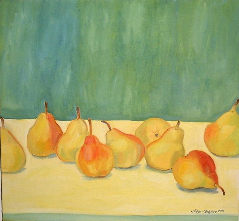 yellow pears against green.JPG