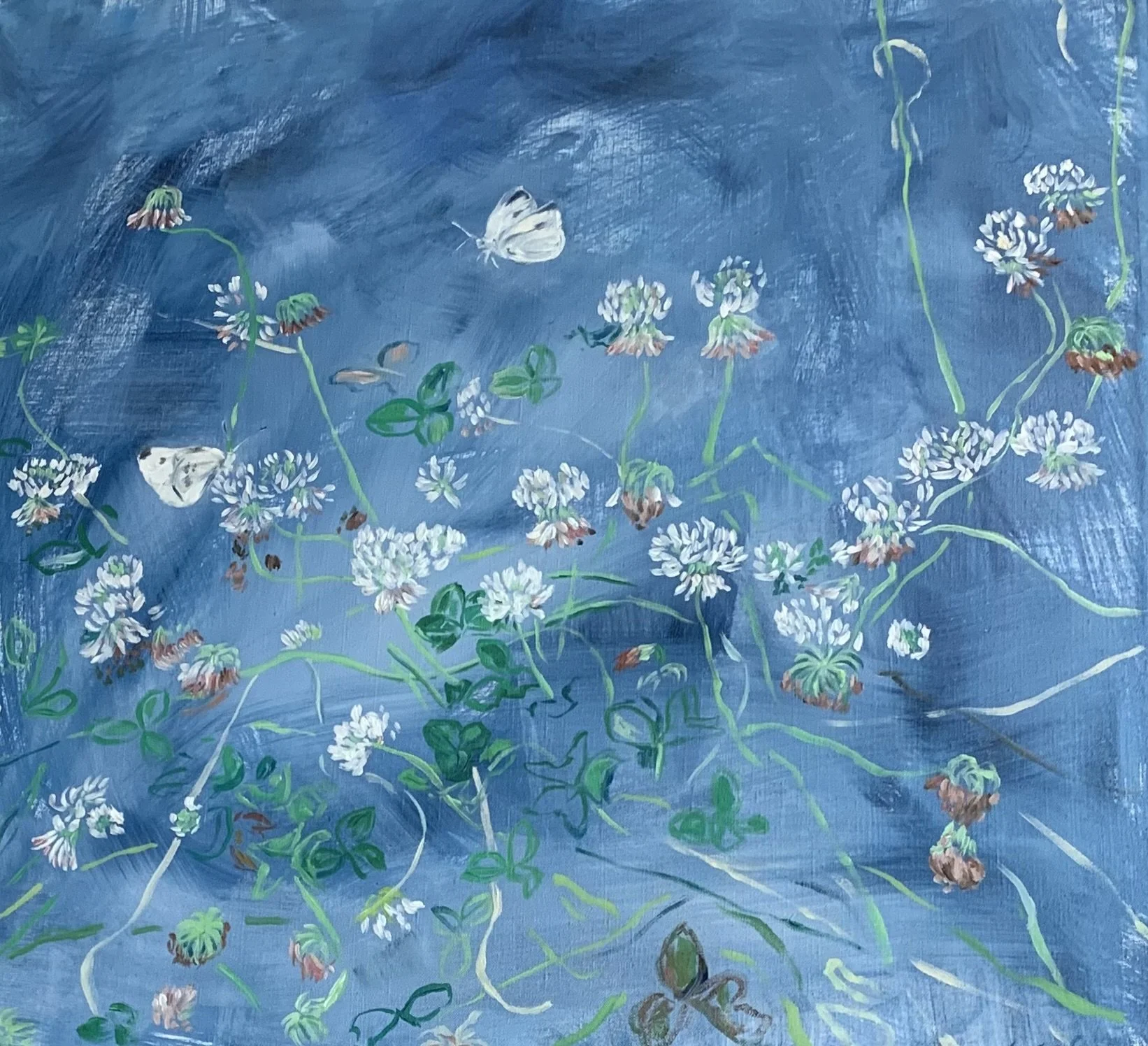 Clover Flowers with Butterflies 2026, oil on linen, 45x45cm £1450 on view: COLOUR @340 Kings Road