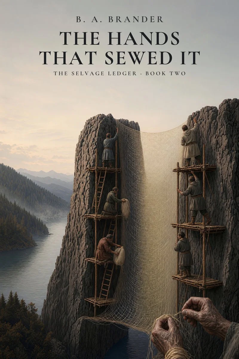 Cover of The Hands That Sewed It by B. A. Brander, Book Two of The Selvage Ledger