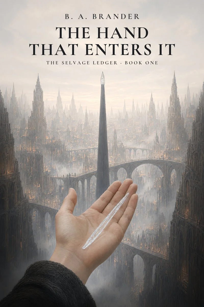 Cover of The Hand That Enters It by B. A. Brander, Book One of The Selvage Ledger