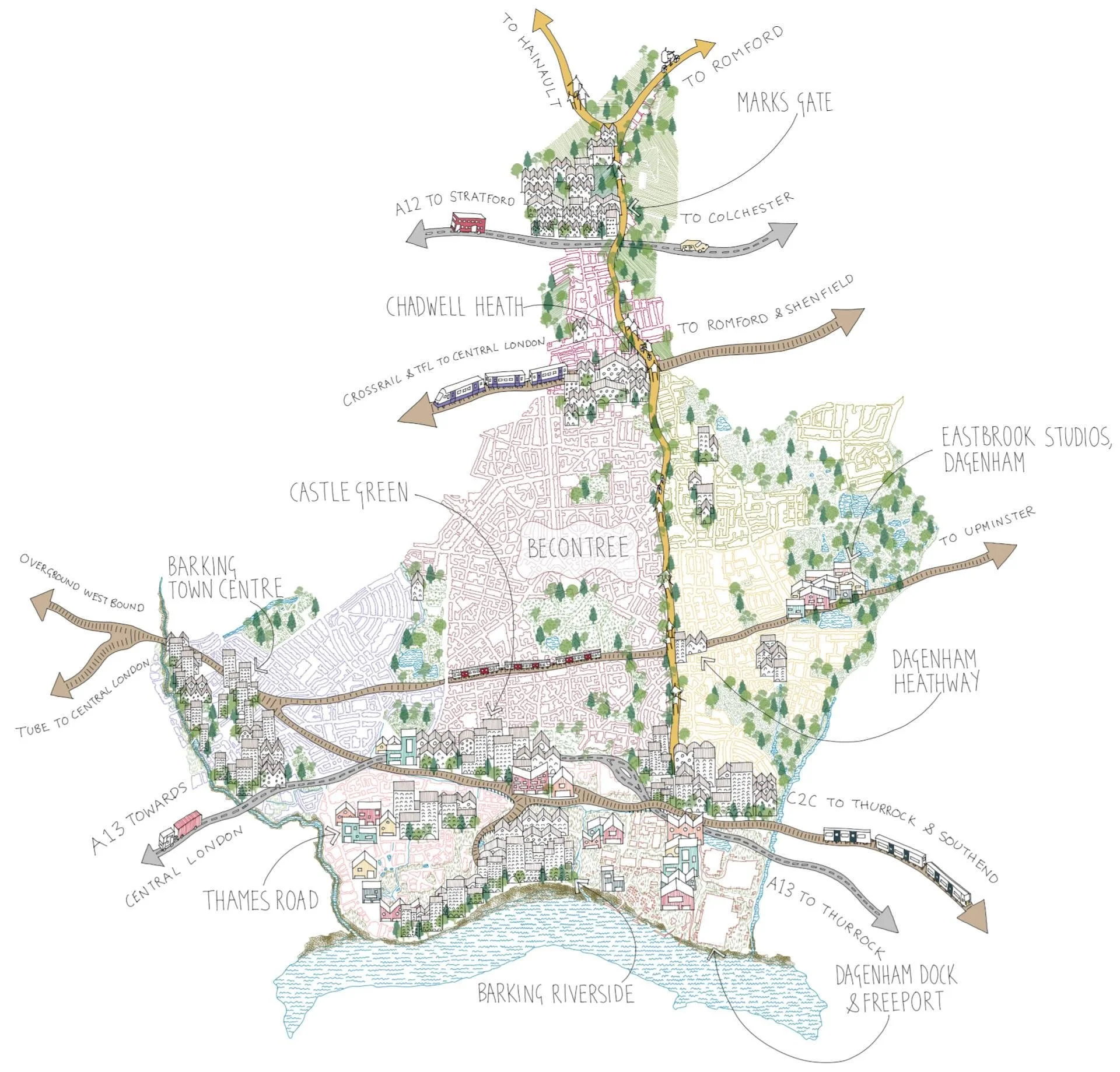 Map of Barking & Dagenham showing the borough's key growth areas